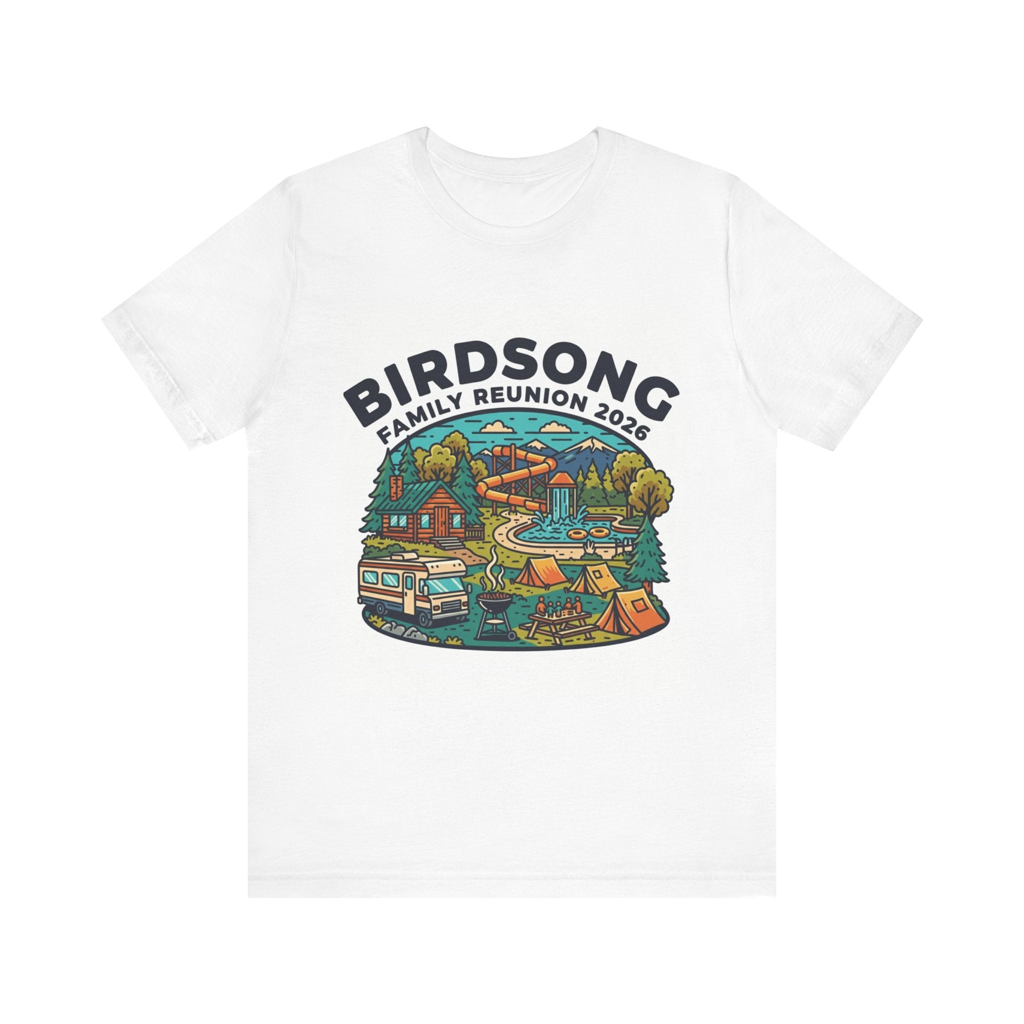 Family Reunion T-Shirt, Birdsong Gathering Tee, Outdoor Adventure Shirt, Custom Family Keepsake, Summer Camp T-Shirt