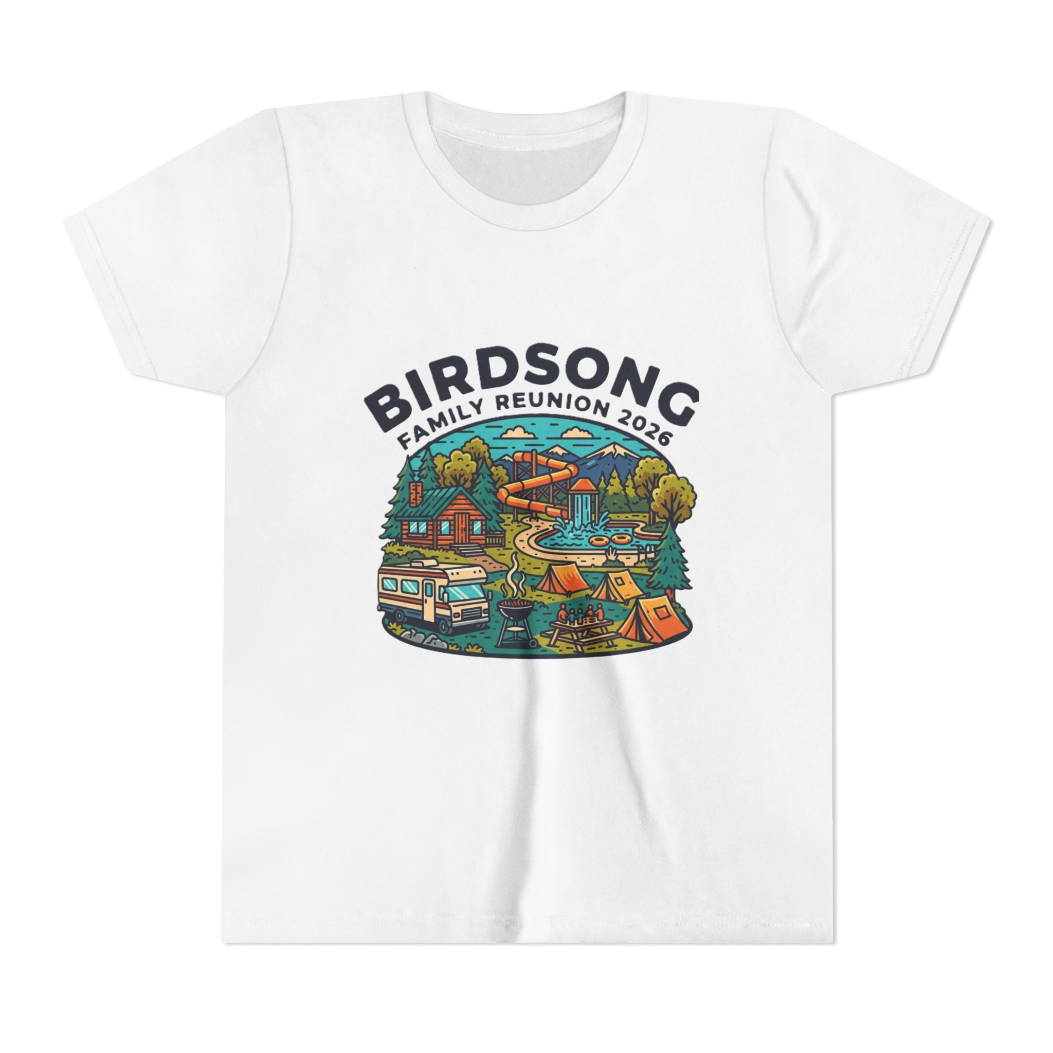 Youth Tee — Birdsong Family Reunion 2024 Camping Graphic Shirt